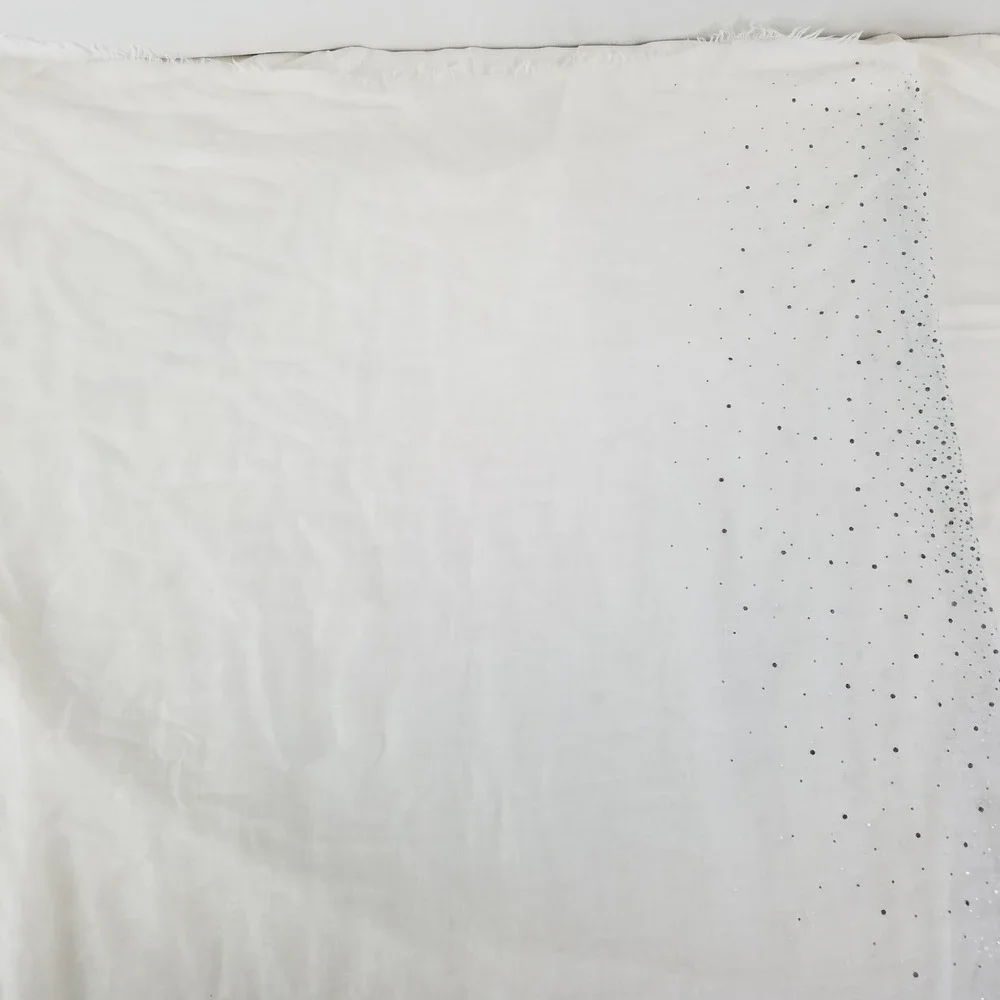 Womens Sheer White Sparkle Dot Infinity Loop‎ Scarf Fringed Edges Lightweight